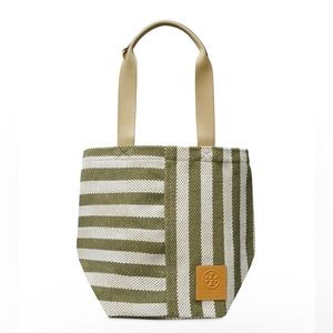 Tory Burch Striped Extra Large Tote. Green Stripes. Color Flaw.